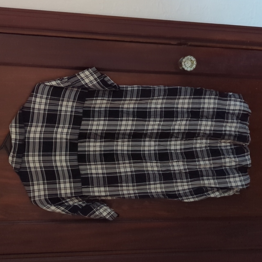 Madewell Black & White Plaid Short Sleeve Button Down Shirt Size Small - Picture 5 of 6